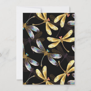 Save The Date Motif sans couture avec libellules d'or
