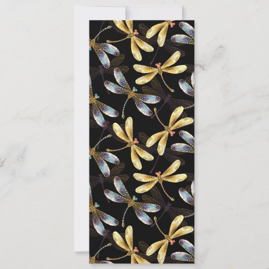 Save The Date Motif sans couture avec libellules dorées (Devant)