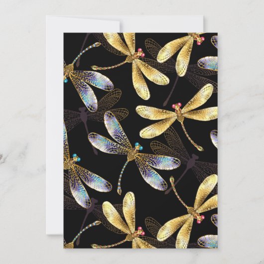 Save The Date Motif sans couture avec libellules dorées (Devant)