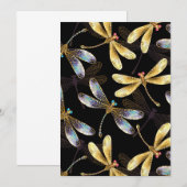 Save The Date Motif sans couture avec libellules dorées (Devant / Derrière)