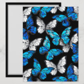 Save The Date Motif sans couture foncé avec papillons bleus Morp (Devant / Derrière)