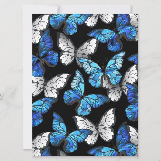 Save The Date Motif sans couture foncé avec papillons bleus Morp (Devant)
