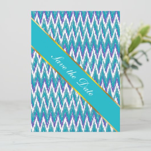 Save The Date motif turquoise et Amethyst iKat ZigZag (Debout devant)