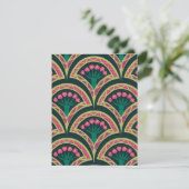 Save The Date motif vert en forme de coquillage (Debout devant)