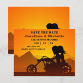 Save The Date Moto Couple Mountain Sunset/Sunrise Mariage (Devant / Derrière)