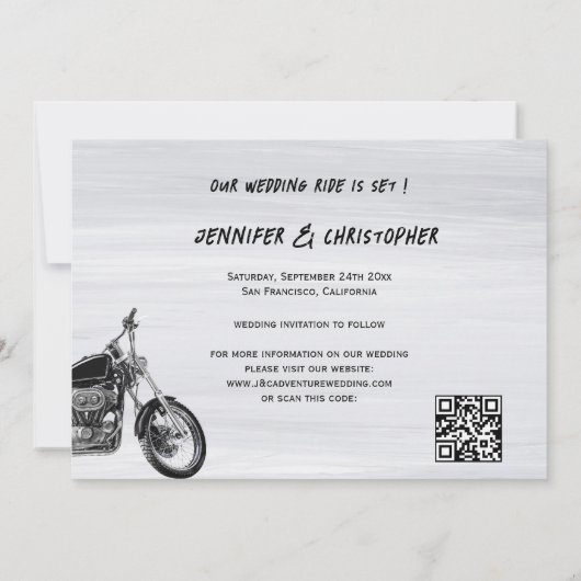 Save The Date Moto moderne Aventure Mariage Photos (Dos)