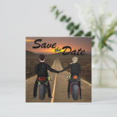 Save The Date Motos à équitation couple à Sunset Mariage (Debout devant)