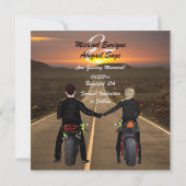 Save The Date Motos à équitation couple à Sunset Mariage (Dos)