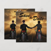 Save The Date Motos à équitation couple Mariage de coucher de so (Devant / Derrière)