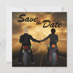 Save The Date Motos à équitation couple Mariage de coucher de so