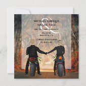 Save The Date Motos à équitation couple Mariage forestier d'auto (Dos)