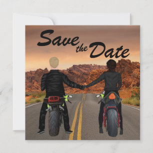 Save The Date Motos à équitation couple sur Mariage Rocky Highwa