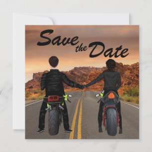 Save The Date Motos à équitation couple sur Mariage Rocky Highwa