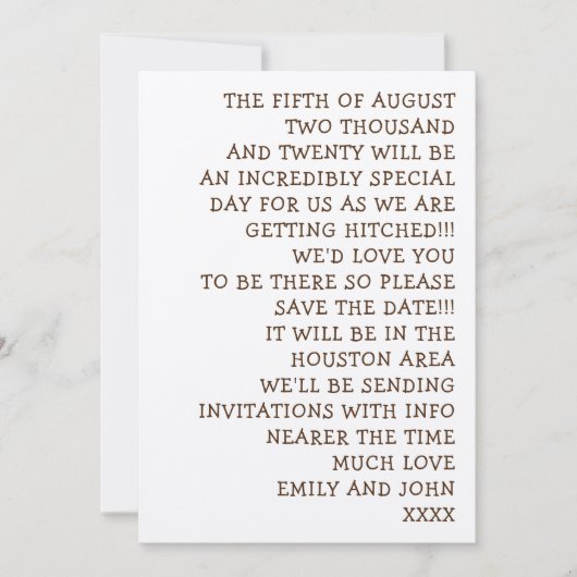 Save The Date Mots simples Mariage informel et amusant (Devant)