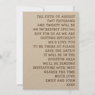Save The Date Mots simples Mariage informel et amusant