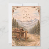Save The Date Mountain Forest Western Saddle Wedding (Devant)