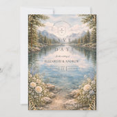 Save The Date Mountain Lake Forest Wildflower Wedding (Devant)