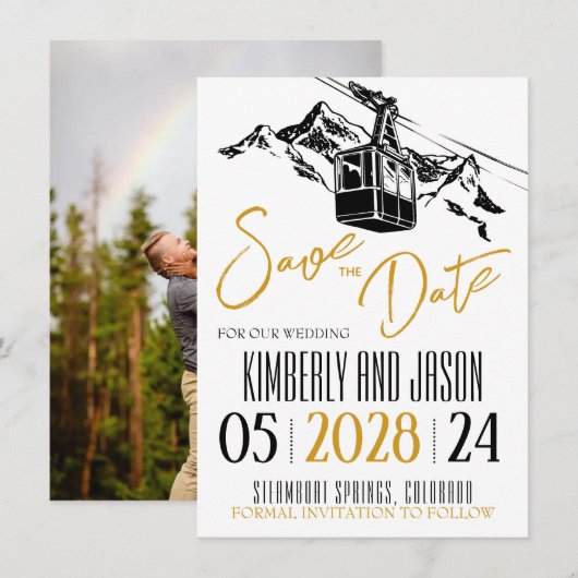 Save The Date Mountain Love Gold (Devant / Derrière)