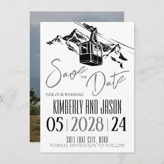 Save The Date Mountain Love Grey (Devant / Derrière)