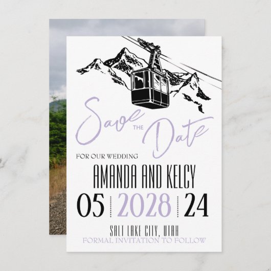 Save The Date Mountain Love Lilac (Devant / Derrière)