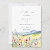 Save The Date Mountain Meadow Wildflowers Modern Boho Wedding (Devant)