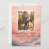 Save The Date Mountain Rustic Sunset Aquarelle Mariage photo (Devant)