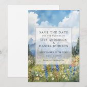 Save The Date Mountain Wildflowers Floral Meadow Wedding (Devant / Derrière)