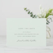 Save The Date Mousse de mer | Simple Élégant Vert Clair Mariage (Debout devant)