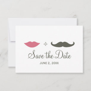Save The Date Moustache élégante et lèvres pour sauver la date