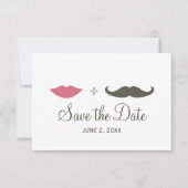 Save The Date Moustache élégante et lèvres sauvent la date (Devant)