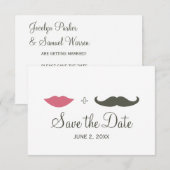 Save The Date Moustache et Lèvres Élégantes Sauvent la Date (Devant / Derrière)