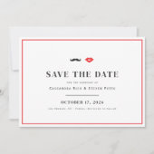 Save The Date Moustache & lèvres Mariage risqué Enregistrer la d (Devant)