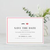 Save The Date Moustache & lèvres Mariage risqué Enregistrer la d (Debout devant)