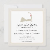 Save The Date Movable Red Heart Wellfleet Cape Cod Map Mariage (Devant)