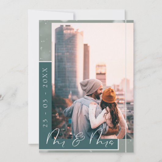 Save The Date Mr & Mrs Emerald Green White Script Photo (Devant)