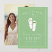 Save The Date Mr & Mrs Flip Flops Daisies Beach Wedding Photo (Devant / Derrière)