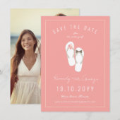 Save The Date Mr & Mrs Flip Flops Daisies Beach Wedding Photo (Devant / Derrière)