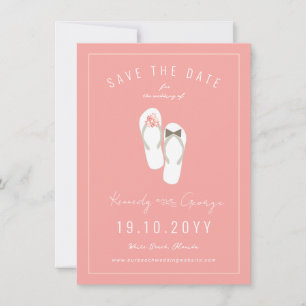Save The Date Mr & Mrs Flip Flops Daisies Beach Wedding Photo