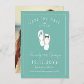 Save The Date Mr & Mrs Flip Flops Hibiscus Beach Mariage Photo (Devant / Derrière)