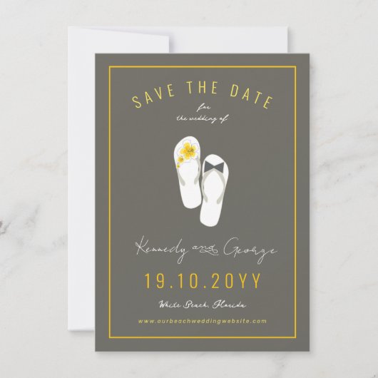 Save The Date Mr & Mrs Flip Flops Hibiscus Beach Mariage Photo (Devant)