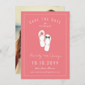 Save The Date Mr & Mrs Flip Flops Hibiscus Beach Mariage Photo (Devant / Derrière)