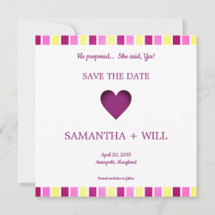 Save The Date Multicolored Heart Modern and Minimalist Striped