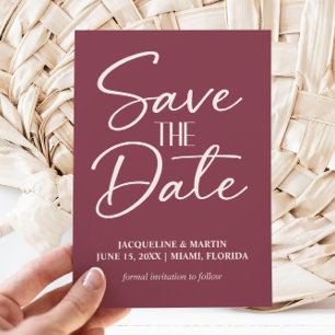 Save The Date Mûre Crème Mariage Burgundy Encalligraphiée