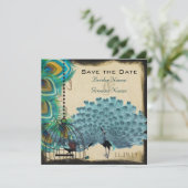 Save The Date Musical Peacock Bird Cage Eggplant Enregistrer la  (Debout devant)