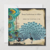 Save The Date Musical Peacock Bird Cage Eggplant Enregistrer la  (Dos)