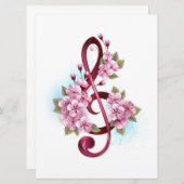 Save The Date Musical treble clef notes with sakura flowers (Devant / Derrière)