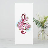 Save The Date Musical treble clef notes with sakura flowers (Debout devant)