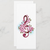 Save The Date Musical treble clef notes with sakura flowers (Devant / Derrière)
