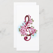 Save The Date Musical treble clef notes with sakura flowers (Devant / Derrière)