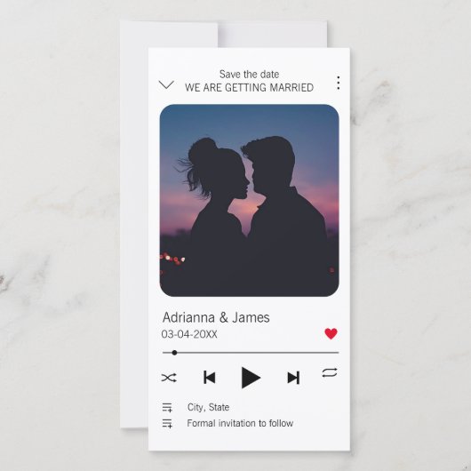 Save The Date Musique Player Unique Chanson Photo (Devant)